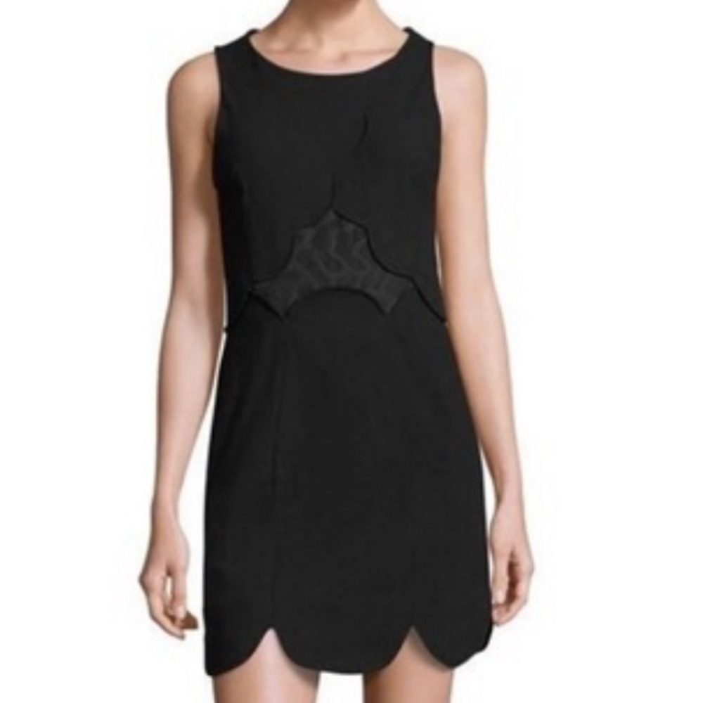 NWT Zac Zac Posen Embordered Scallion Insert Little Black Dress Sz 6 Sleeveless